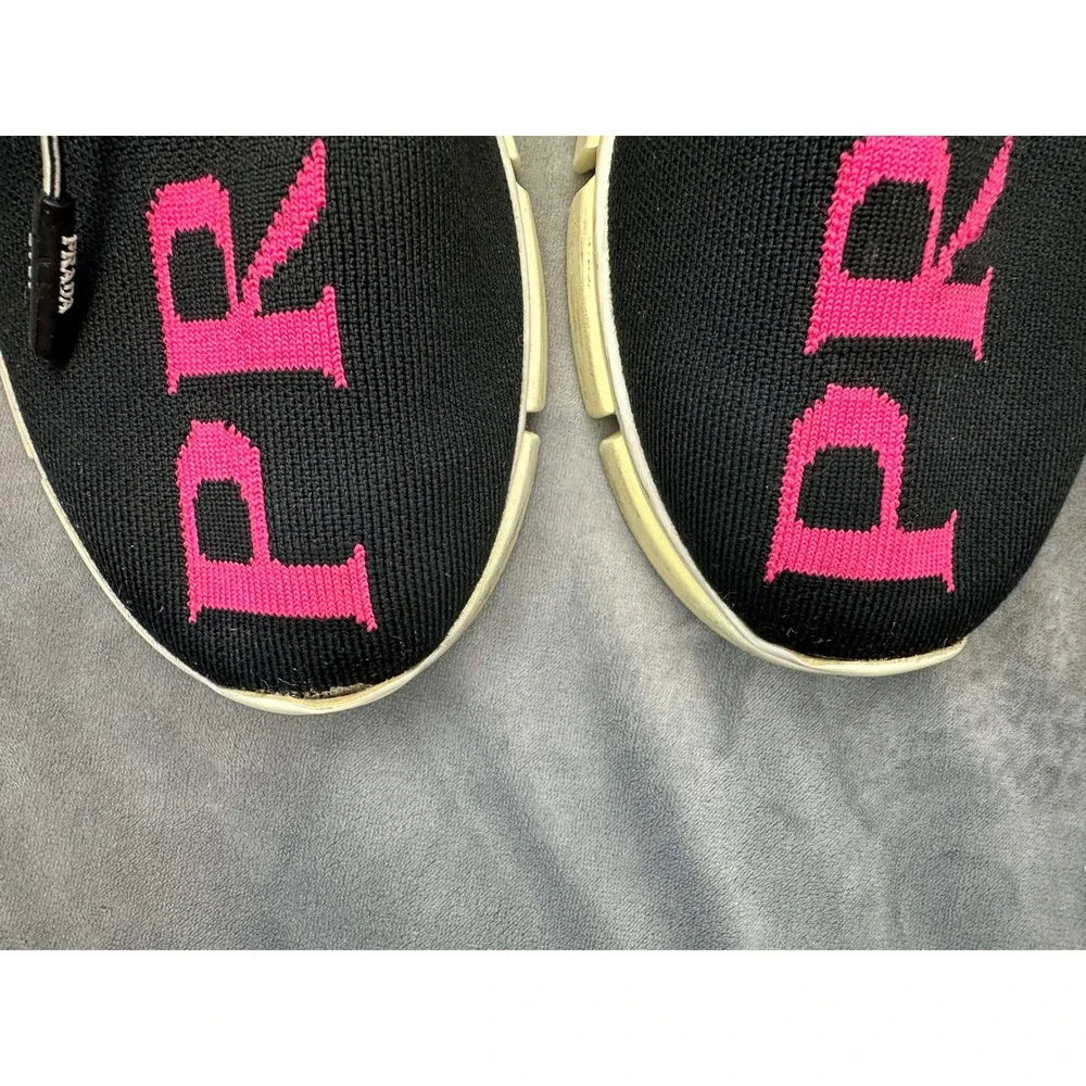 Prada Athletic Nylon Running Sneakers Women US 5 EU 35 Black And Pink